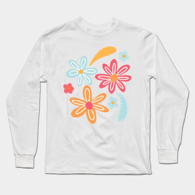 Colorful Flowers Long Sleeve T-Shirt by MutchiDesign